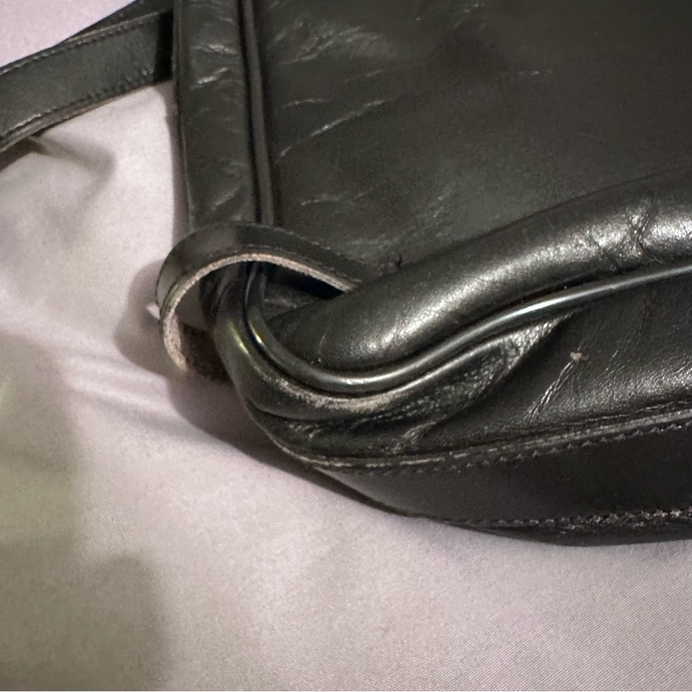 John Romain 60s Vintage Black Leather Handbag From Estate Old Money Quiet Luxury - Picture 14 of 15